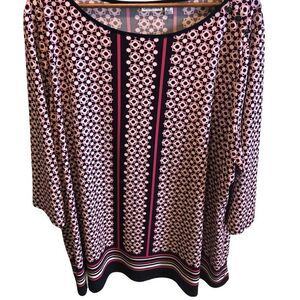 Croft & Barrow 3/4 length sleeve pink, black and white tunic